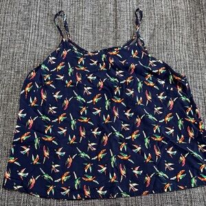Women's Navy Bird Print Top - SIZE MEDIUM